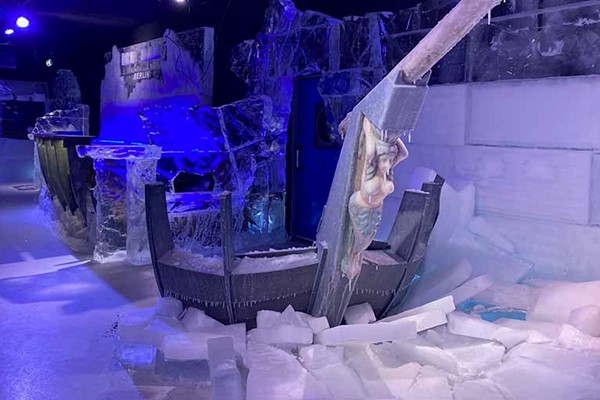 Icebar Hansa frozen in ice